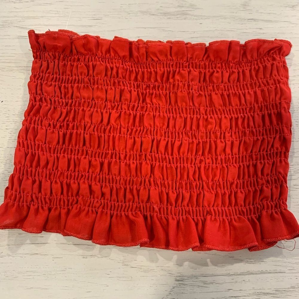 Kendall & Kylie Red Smocked Bubble Top